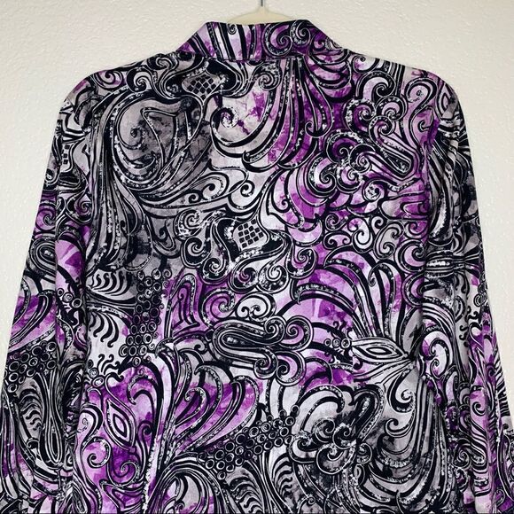 Chico’s Size Large Purple Paisley Button Down Women’s Shirt - Picture 6 of 10
